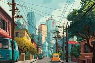 create cartoon background illustration