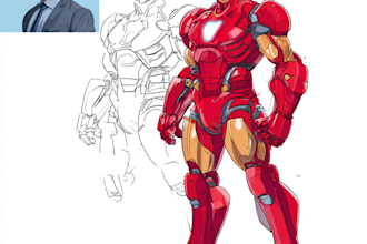 illustrate realistic superhero comic book marvel style