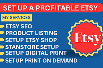 setup etsy shop, design etsy digital products, etsy print on demand