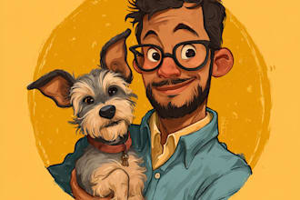 draw pet portraits character logo and friendship portrait