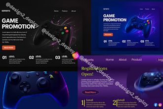 design a modern gaming website or esports landing page in figma