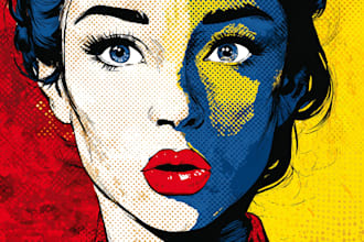 draw a retro pop art roy lichtenstein style