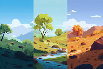 draw professional vector landscape illustration