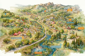 make watercolor map illustration for anything