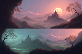 design detailed fantasy landscapes and environments