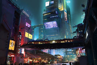 draw a futuristic cyberpunk, sci fi city for you