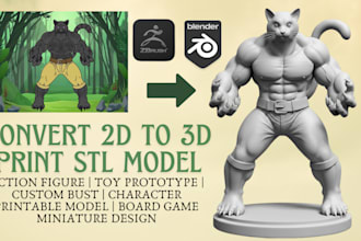 convert 2d image to 3d action figure miniature character 3d printing design stl