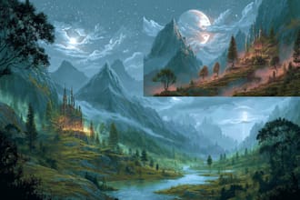 design detailed fantasy landscapes and environments