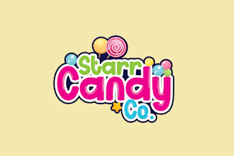 beautiful candy, sweets, treats, snacks, or food logo