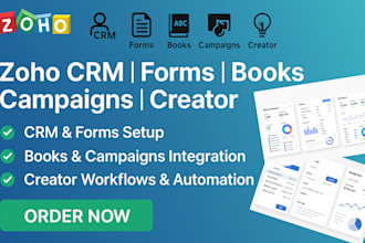 setup zoho crm, zoho forms, zoho books, zoho campaigns zoho creator, zoho expert