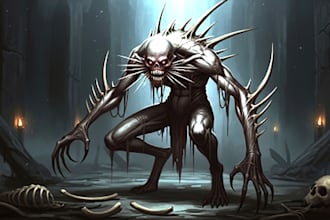 make realistic fantasy horror character and concept art