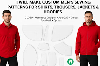 custom mens sewing patterns and grading for shirts trousers jackets hoodies