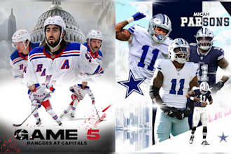 do a modern advertising sport flyer, football, basketball, team sport graphics