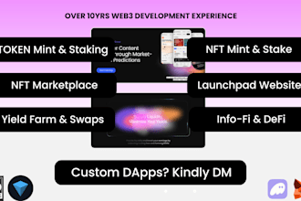 build nft staking, minting, marketplace, token swap, defi