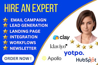 set up apollo,clay,hubspot,klaviyo or yotpo