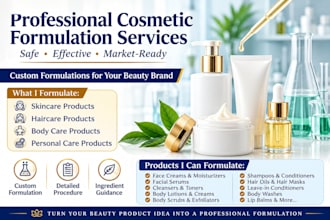 create cosmetic formulation skin care and hair care product formulation