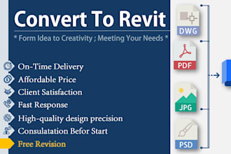 convert 2d plans pdf, jpg, cad, dwg, sketch to revit model