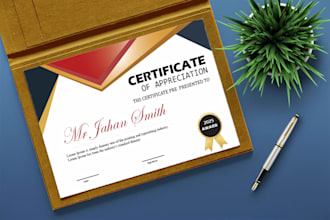 design award diploma and custom certificate