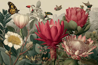 create a beautiful vintage botanical illustration poster