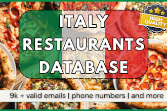 provide a verified b2b email database of restaurants in italy