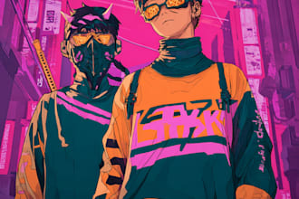 draw cyberpunk, lofi or streetwear anime illustrations