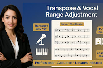 transpose sheet music to your vocal range or any key fast