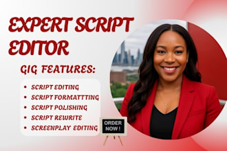 be script editor, script proofreader, format movie script, screenplay writer