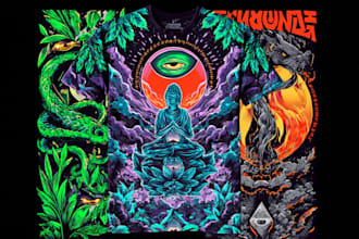 create illustration with psychedelic style art