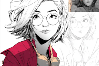 draw a comic book page illustration or webtoon episodes