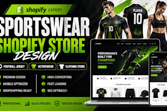 design sportswear shopify store, football jersey store activewear clothing store