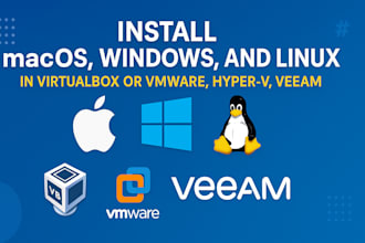 install macos, windows and linux in virtualbox or vmware, hyper v, veeam coolify