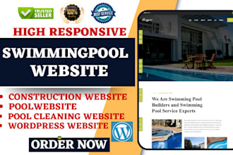 design swimming pool website construction website pool website pool cleaning