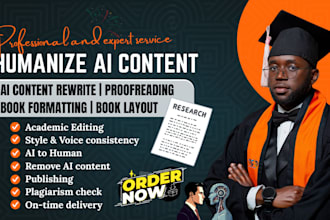proofread, edit, humanize ai, fact checking, plagiarism check, academic editing