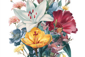 draw botanical illustration line art of plants, flowers