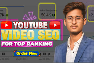be your youtube SEO expert for video optimization and organic ranking