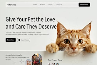design a website for pet care website for dog training, daycare, walking service