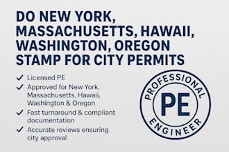 pe stamp, review and stamp architectural drawings in USA for city permit