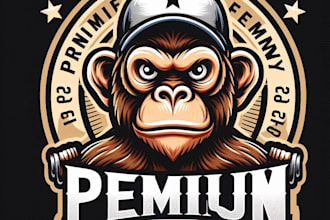 design high quality premium mascot monkey logo with t shirt design