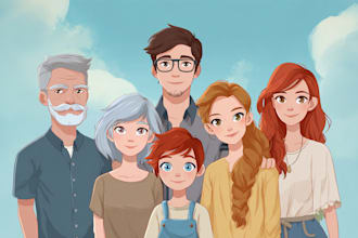 design unique anime family illustrations