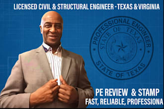 review and stamp engineering drawings as licensed engineer in texas, virginia