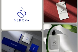 design perfume logo, label, and bottle for your brand