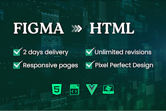 convert figma to html css reactjs vuejs as frontend web developer
