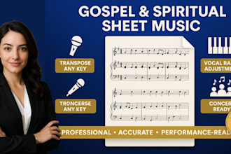 transpose and arrange gospel or spiritual sheet music with singer backing