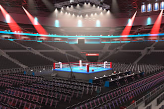rebrand 3d boxing arena,individual sport,stadium indoor,court complex,cgi render
