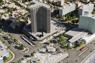 renovate commercial space, render landscape, master plan,site planning visualize