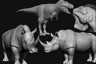 sculpt 3d animal model realistic 3d creatures fur action figure for 3d printing