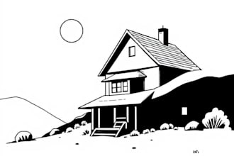 draw simple black and white illustration