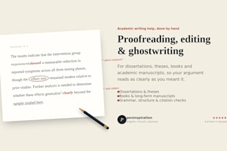 proofread, edit, ghostwrite your academic writing, book, dissertation and thesis