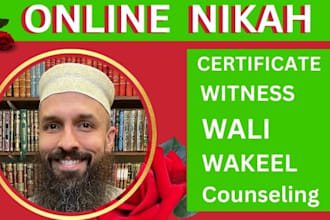 arrange your online nikah with wali, wakeel, witnesses and official certificate