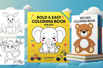draw cute bold and easy children coloring book, kdp coloring book
